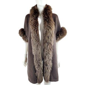 Loro Piana Baby Cashmere and Blue Frost Fox Fur Cardigan